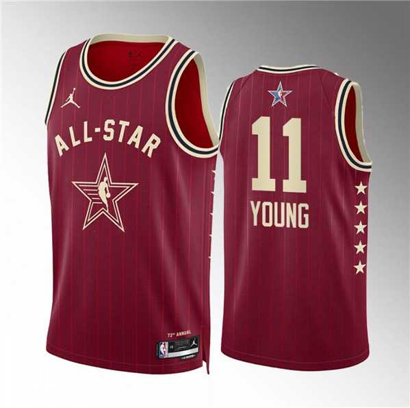 Mens 2024 All-Star #11 Trae Young Crimson Stitched Basketball Jersey